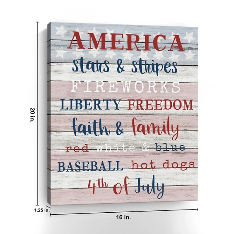America Stars & Stripes Canvas Wall Plaque
