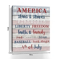 America Stars & Stripes Canvas Wall Plaque