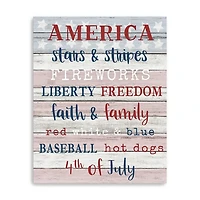 America Stars & Stripes Canvas Wall Plaque
