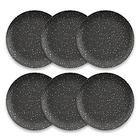 Black Faye Melamine Dinner Plates, Set of 6