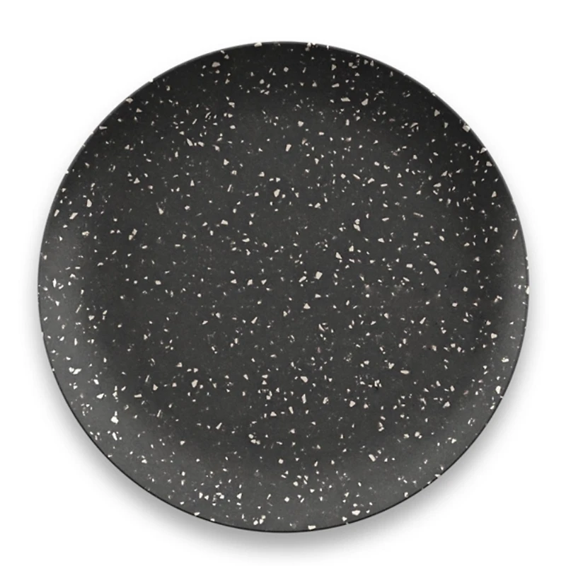 Black Faye Melamine Dinner Plates, Set of 6