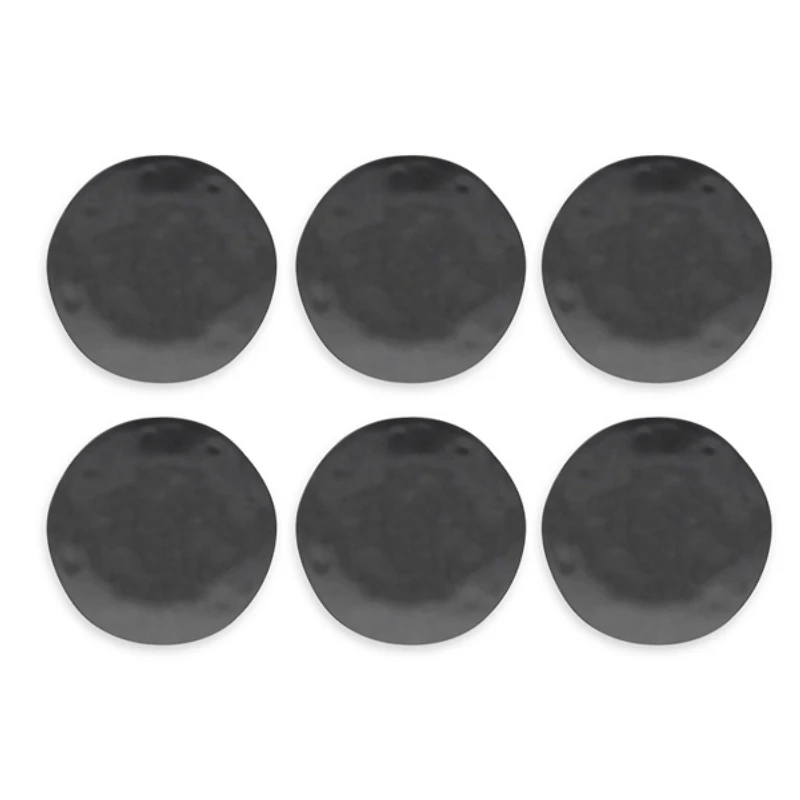 Black Melamine Santal Dinner Plates, Set of 6