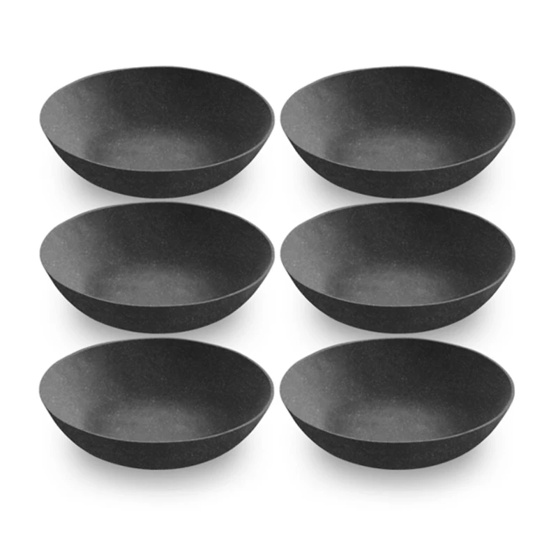Black Melamine Santal Dinner Bowls, Set of 6