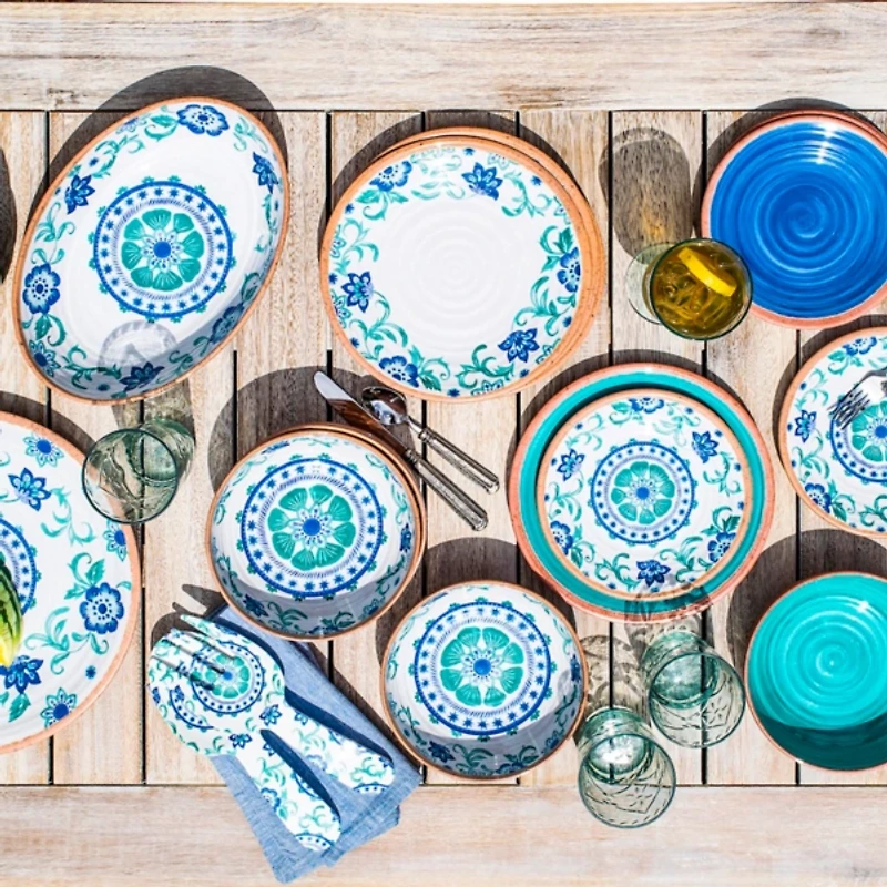 Turquoise Rio Melamine Dinner Plates, Set of 6