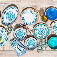 Turquoise Rio Melamine Dinner Plates, Set of 6