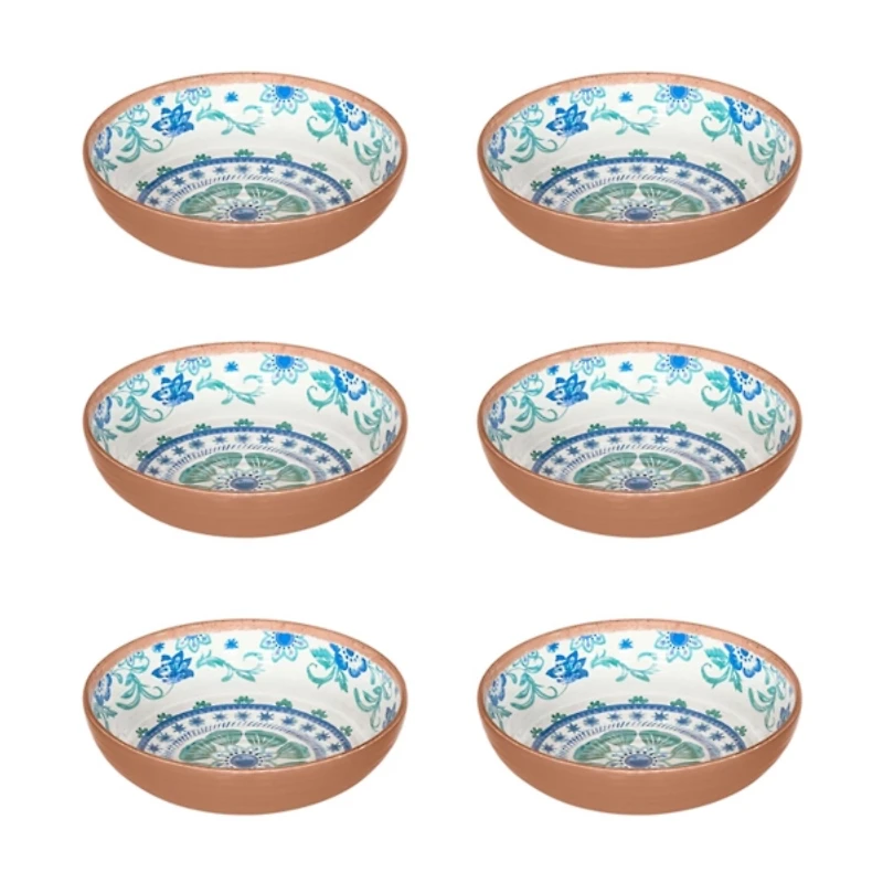 Turquoise Melamine Rio Ceral Bowls, Set of 6