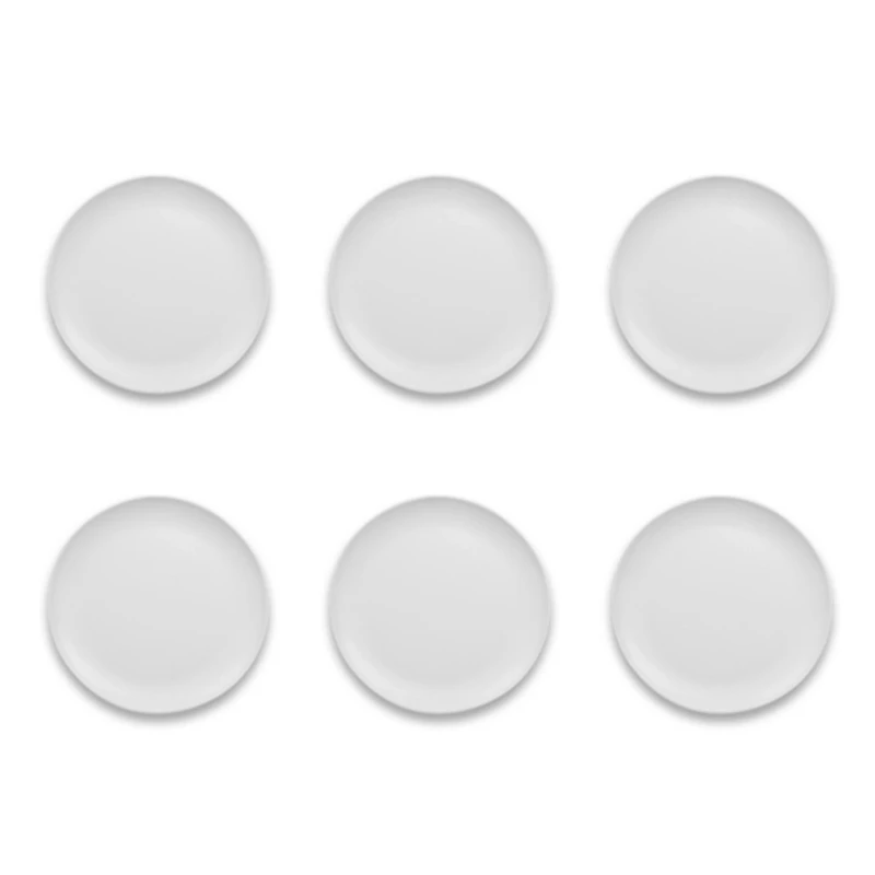 Matte White Melamine Coupe Dinner Plates, Set of 6