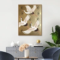 Traditional Cranes Framed Canvas Art Print