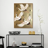 Traditional Cranes Framed Canvas Art Print