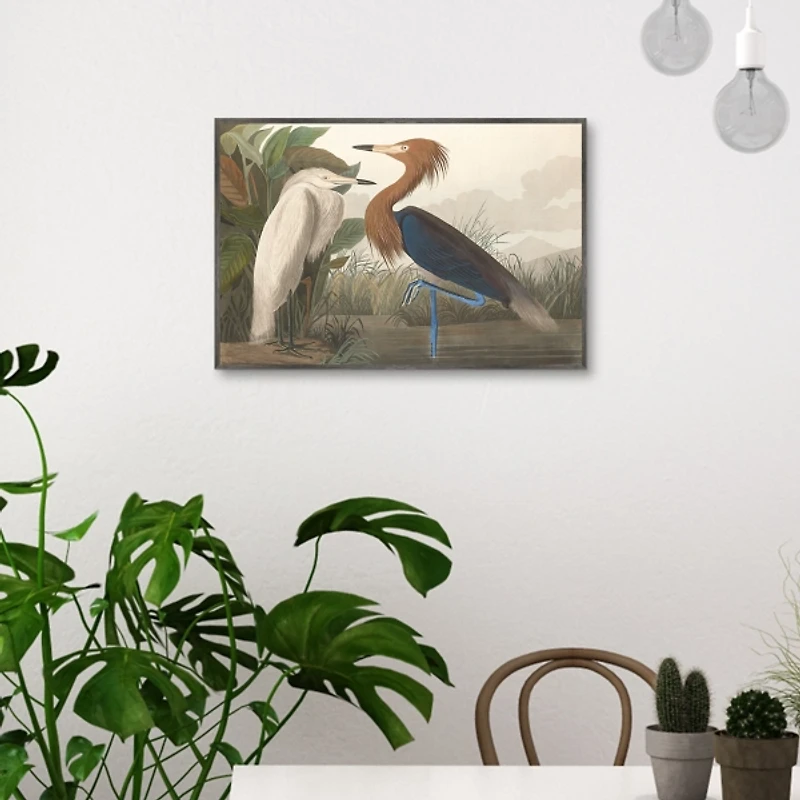 Purple Heron Framed Canvas Art Print