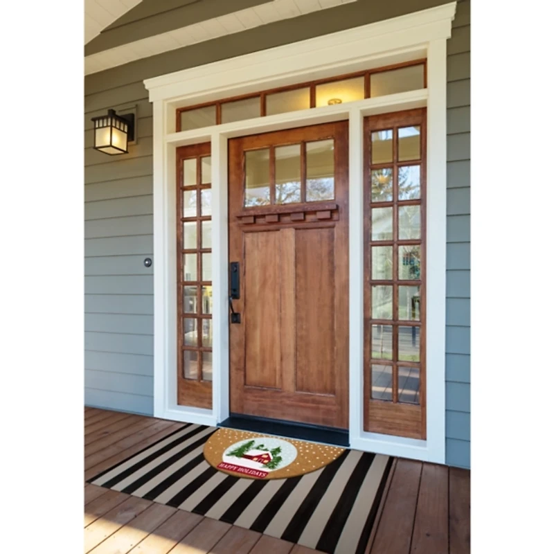 Happy Holidays Half Circle Coir Doormat