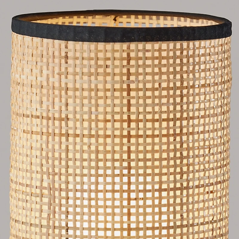 Rattan Cylinder Shade Black Base Table Lamp