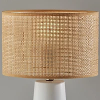 Rattan Shade White Base Table Lamp