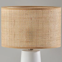 Rattan Shade White Base Table Lamp
