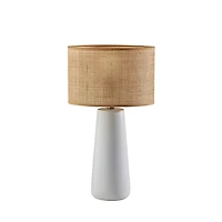 Rattan Shade White Base Table Lamp