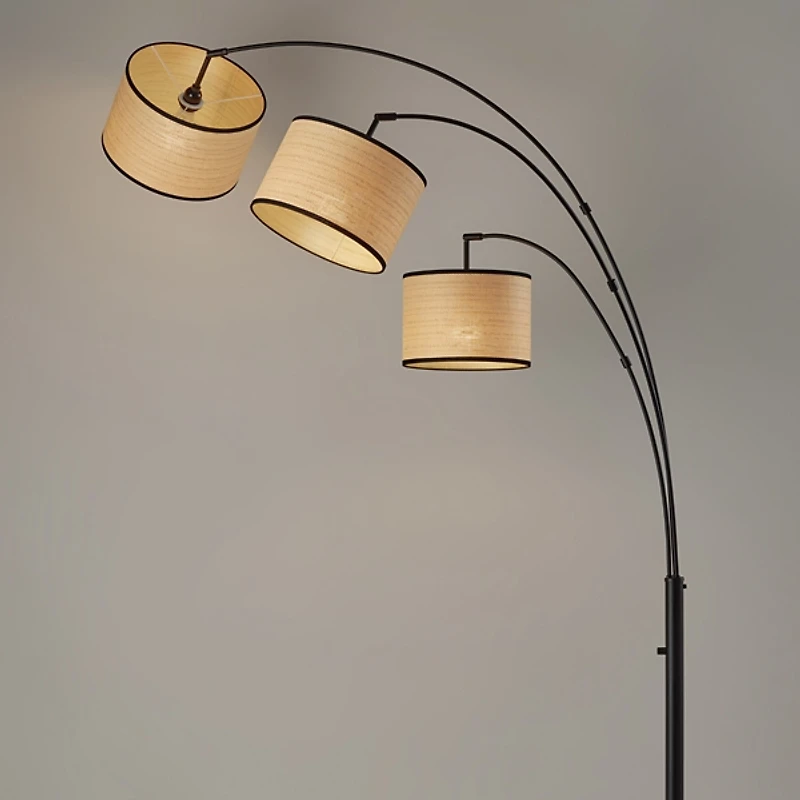 Black Metal 3-Arm Arched Floor Lamp
