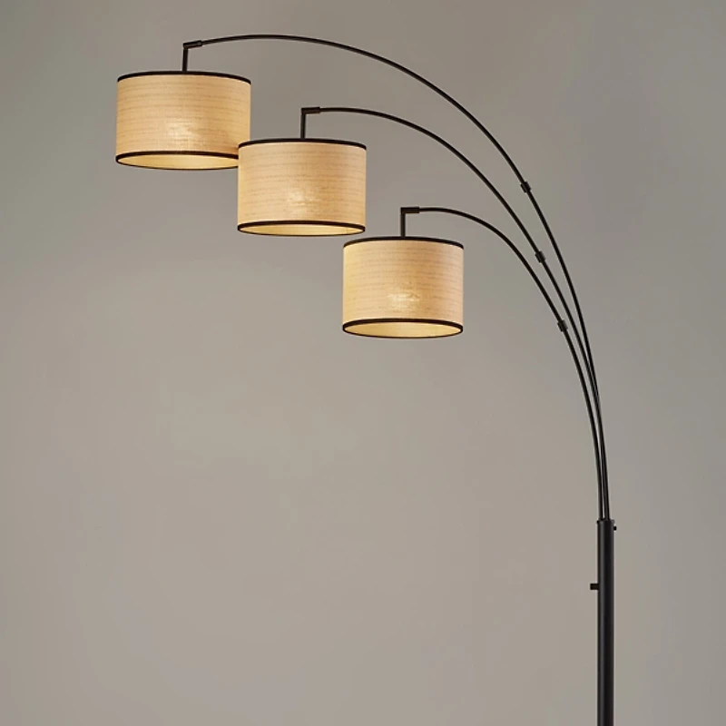 Black Metal 3-Arm Arched Floor Lamp