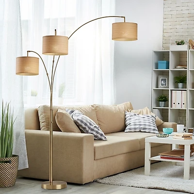 Gold Metal 3-Arm Arched Floor Lamp