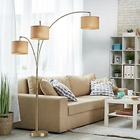 Gold Metal 3-Arm Arched Floor Lamp