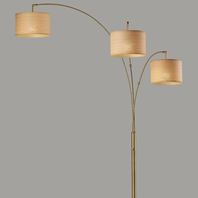 Gold Metal 3-Arm Arched Floor Lamp