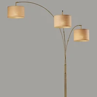 Gold Metal 3-Arm Arched Floor Lamp
