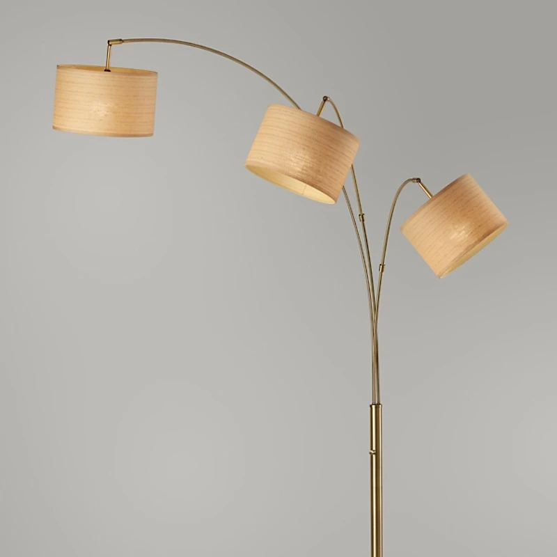 Gold Metal 3-Arm Arched Floor Lamp