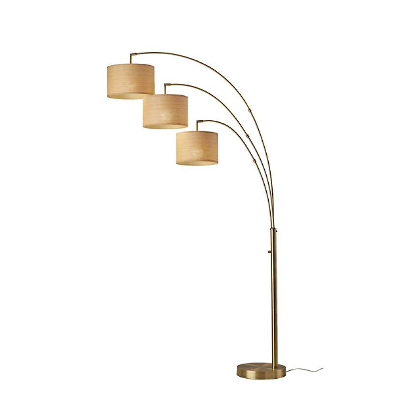 Gold Metal 3-Arm Arched Floor Lamp
