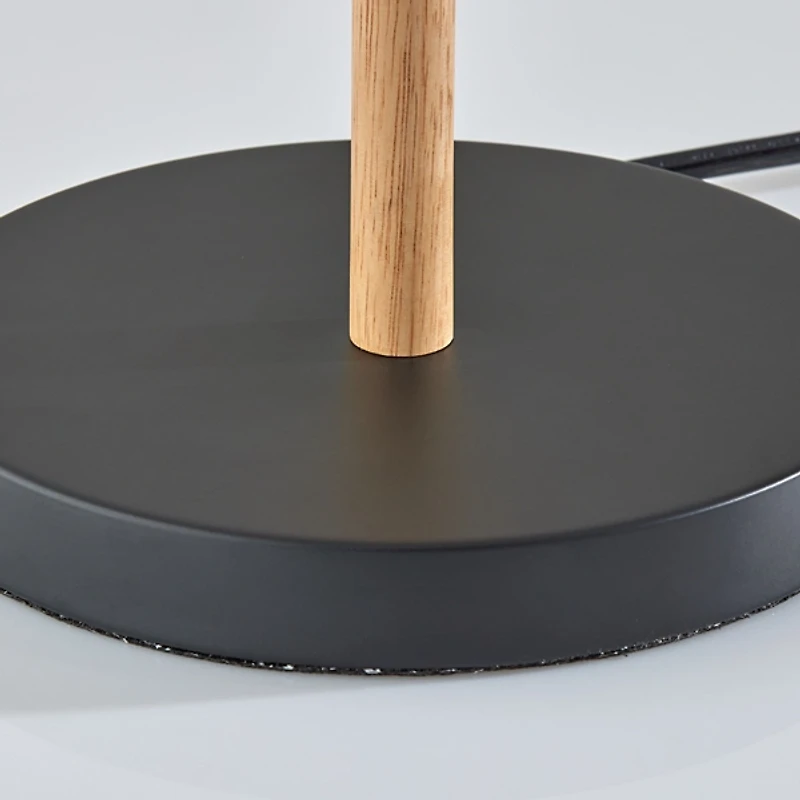 Natural Wood Flare Two-Bulb Table Lamp