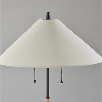 Natural Wood Flare Two-Bulb Table Lamp