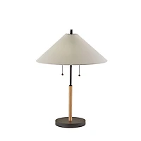 Natural Wood Flare Two-Bulb Table Lamp