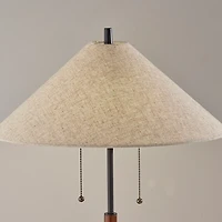 Walnut Wood Flare Two-Bulb Table Lamp