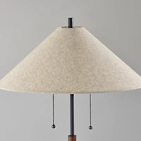 Walnut Wood Flare Two-Bulb Table Lamp