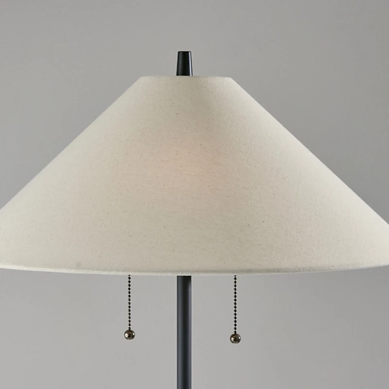 Black Metal Natural Flare Pulls Floor Lamp