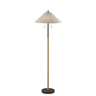 Black Metal Natural Flare Pulls Floor Lamp