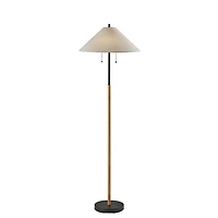 Black Metal Natural Flare Pulls Floor Lamp