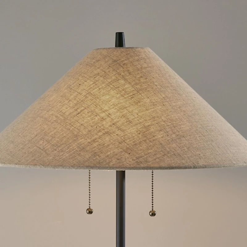 Black Metal Walnut Flare Pulls Floor Lamp