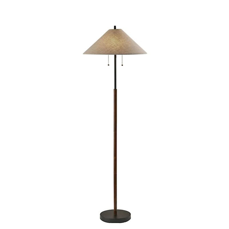 Black Metal Walnut Flare Pulls Floor Lamp