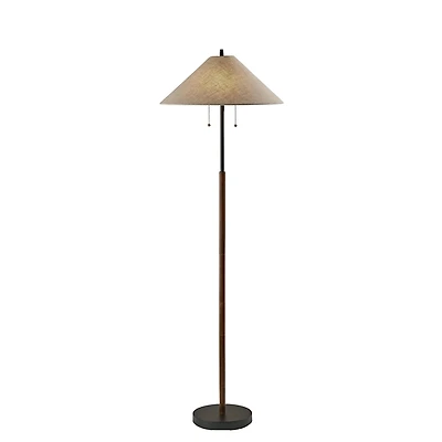 Black Metal Walnut Flare Pulls Floor Lamp