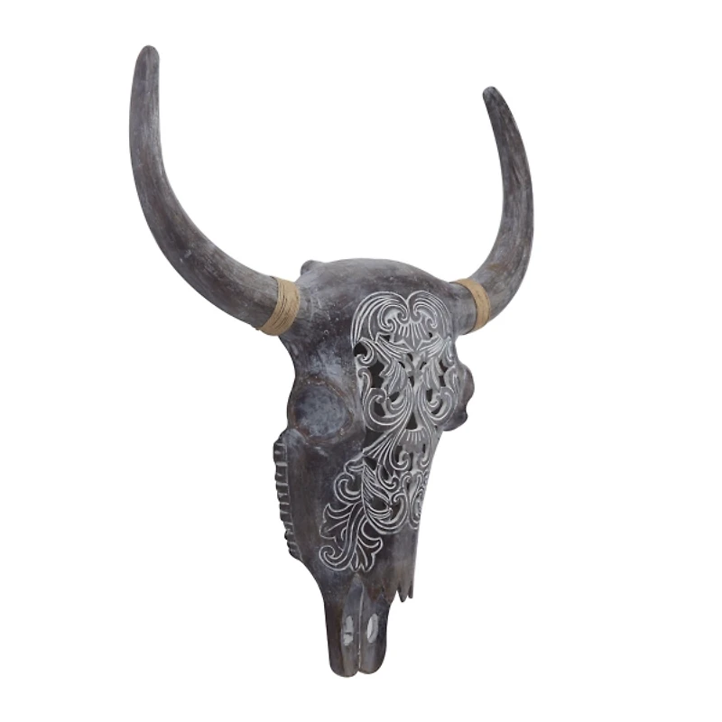 Gray Bohemian Bull Wall Plaque