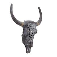Gray Bohemian Bull Wall Plaque
