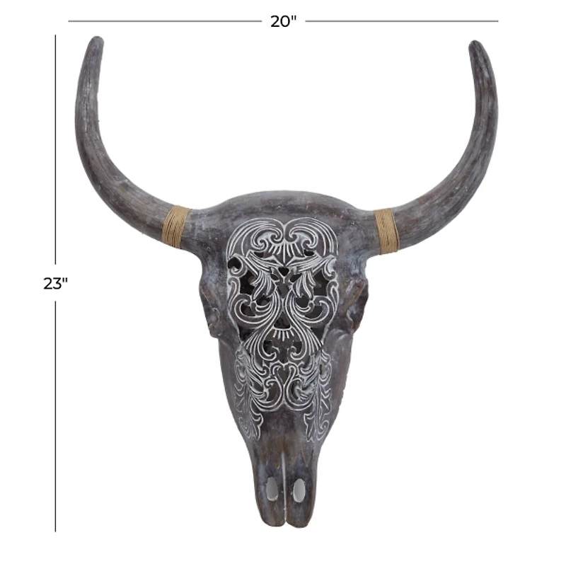 Gray Bohemian Bull Wall Plaque