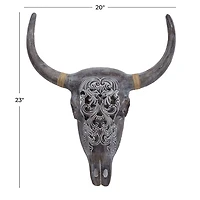 Gray Bohemian Bull Wall Plaque