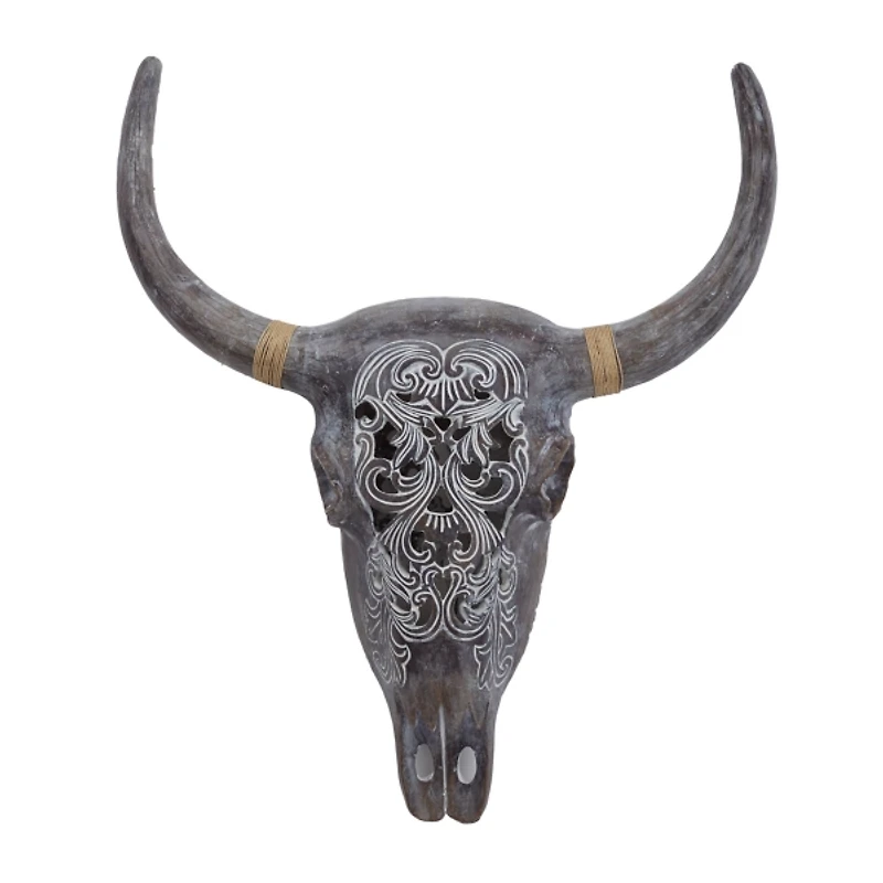 Gray Bohemian Bull Wall Plaque