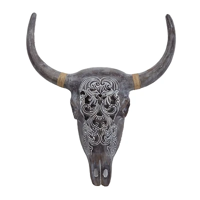 Gray Bohemian Bull Wall Plaque