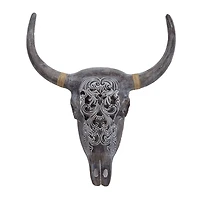 Gray Bohemian Bull Wall Plaque