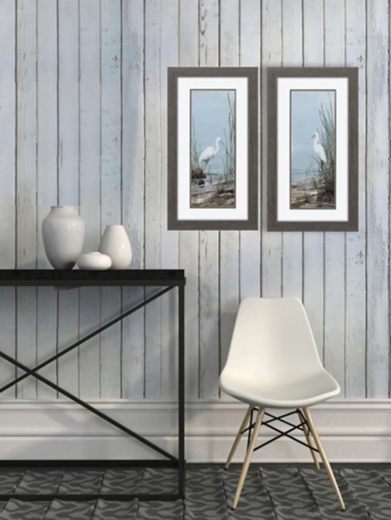 Island Egret Framed Art Prints, Set of 2