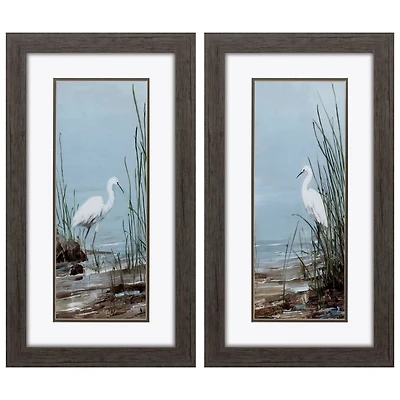 Island Egret Framed Art Prints, Set of 2