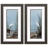 Island Egret Framed Art Prints, Set of 2