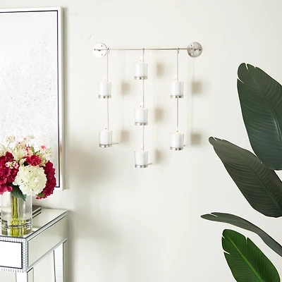 Silver Hanging Glass Votive Wall Plaque