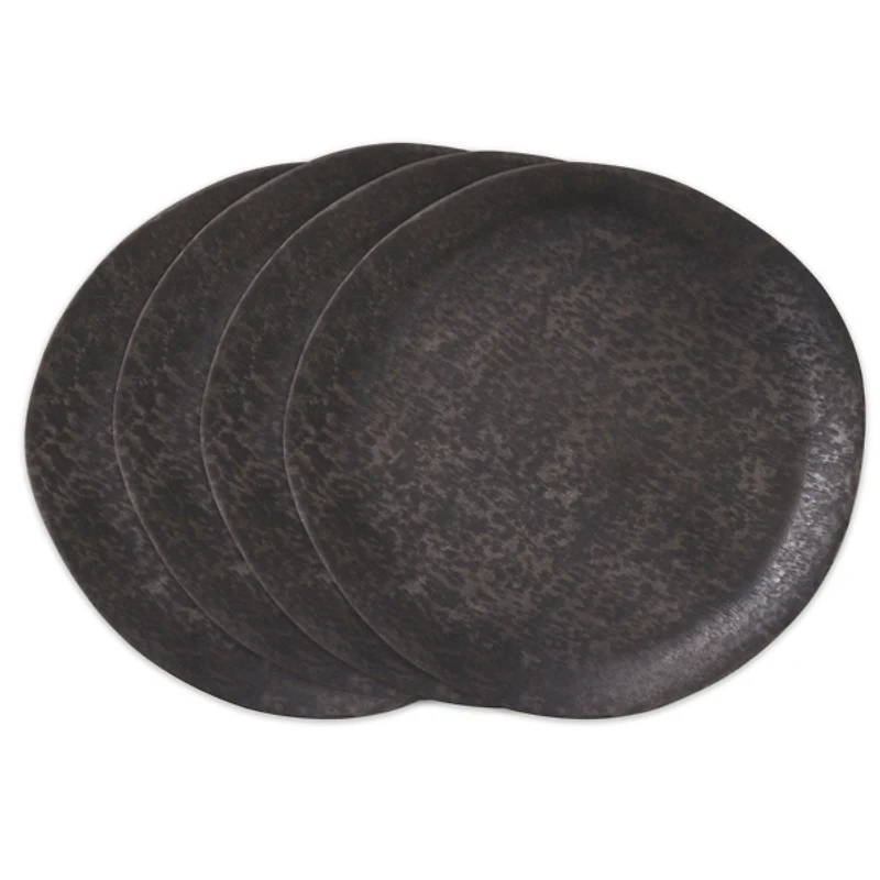Brushed Charcoal Metal Charger Plates, Set of 4